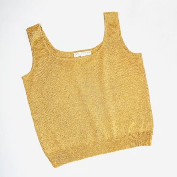 St. John Basics Women's Medium Gold Vintage Santana Knit Scoop Neck Tank Top - Picture 1 of 2
